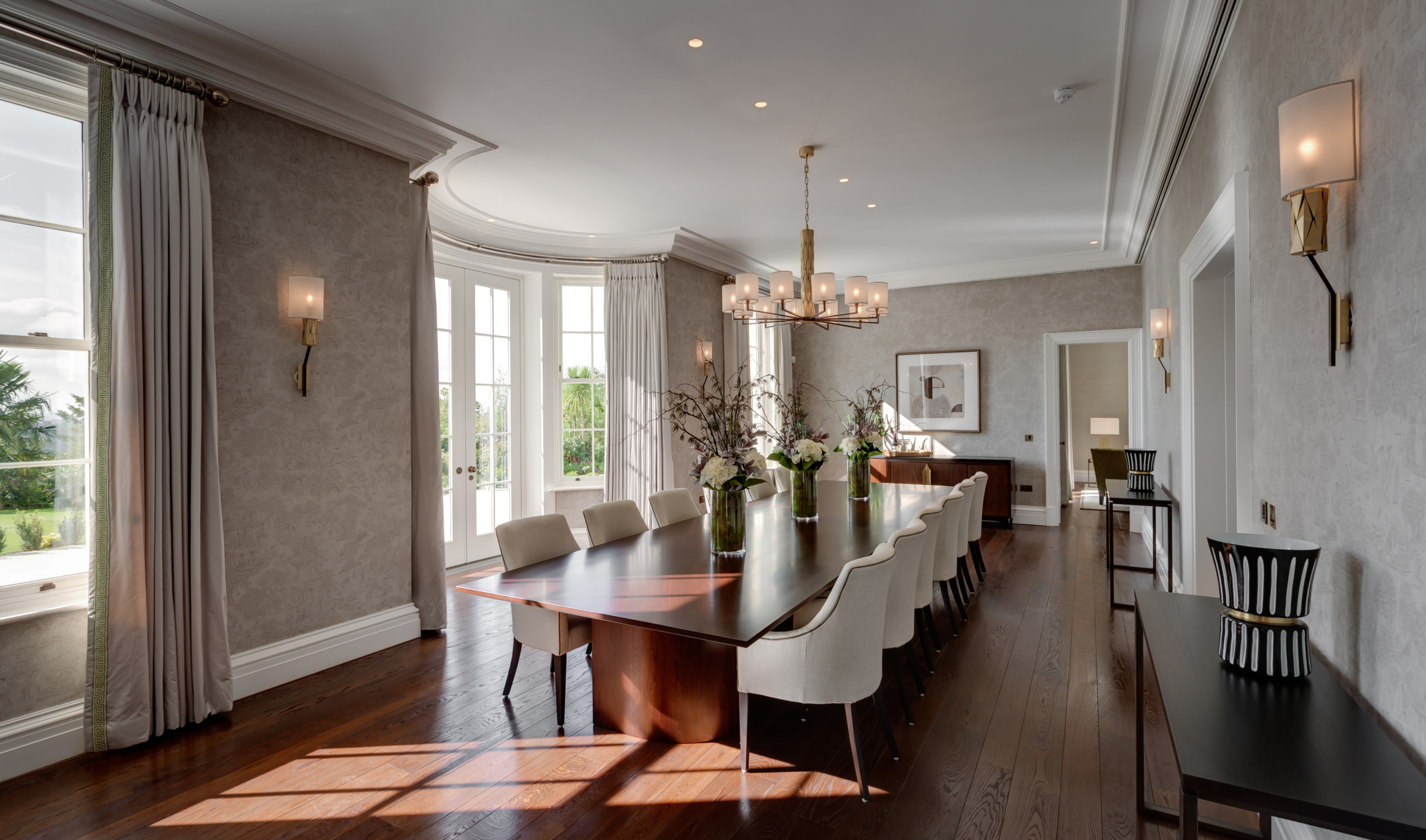 Camp End Manor, St Georges Hill interior dining room. Beeston Media video production Bristol, property and design video production, luxury property video production, real estate video production.