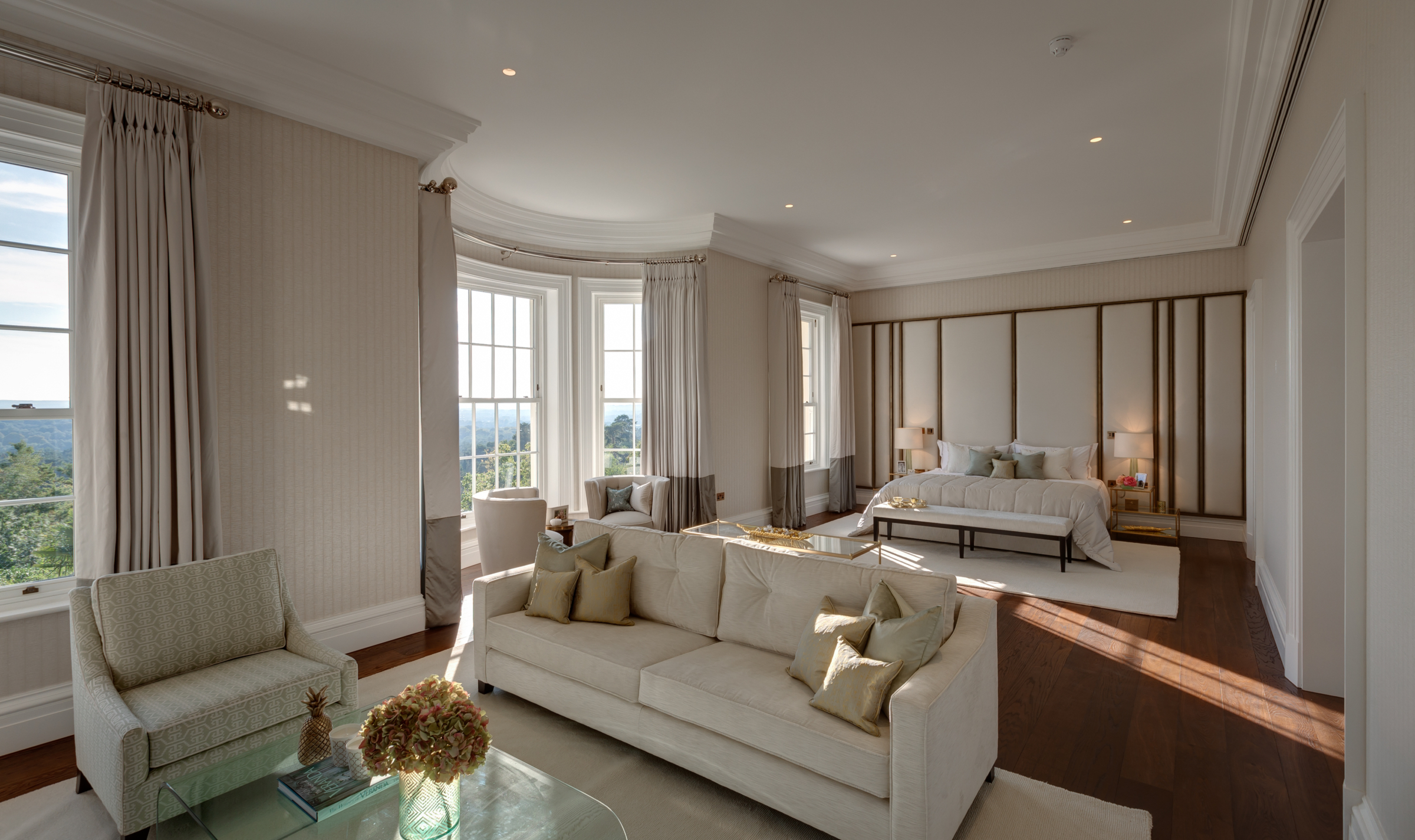 Camp End Manor, St Georges Hill interior bedroom. Beeston Media video production Bristol, property and design video production, luxury property video production, real estate video production.