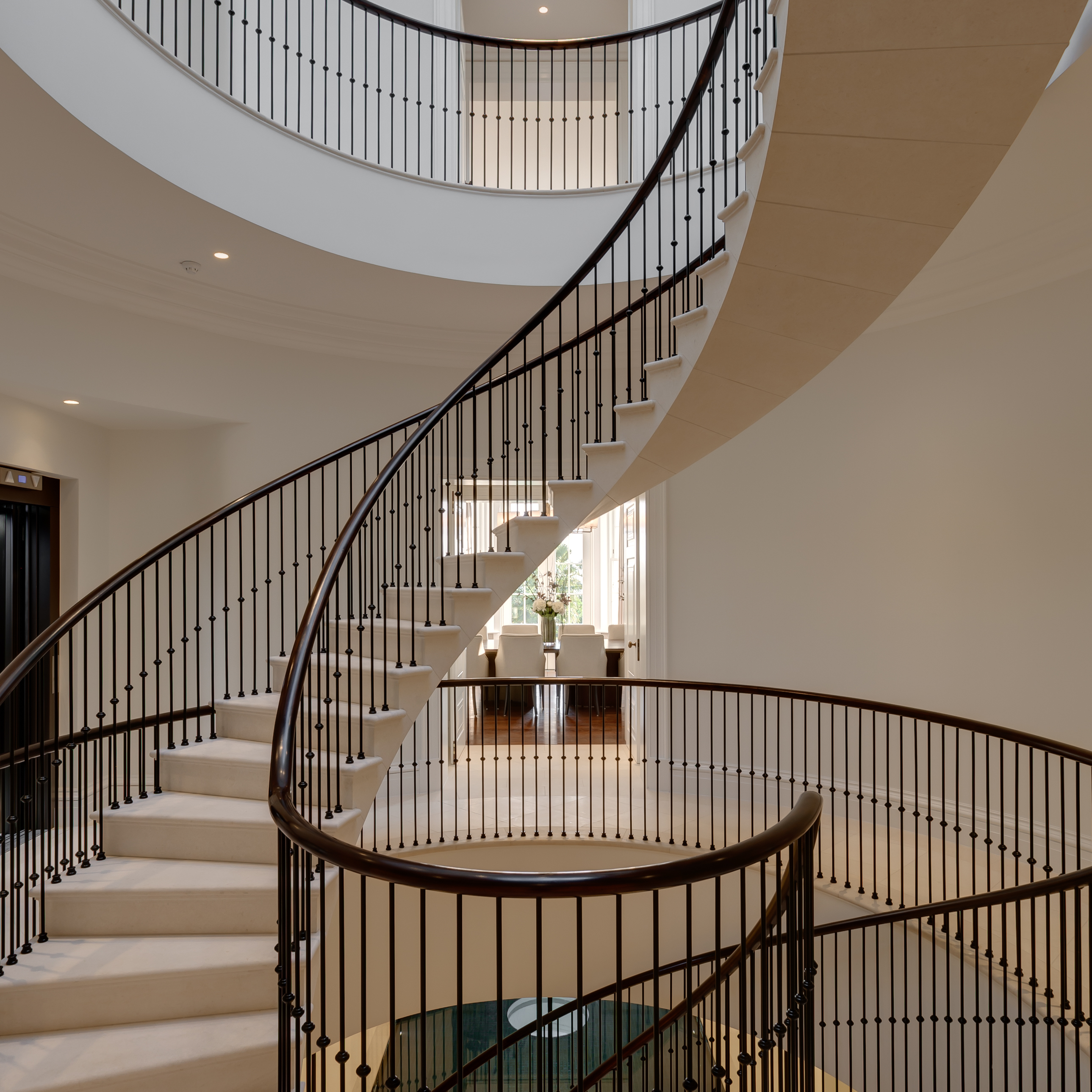 Camp End Manor, St Georges Hill interior stairs. Beeston Media video production Bristol, property and design video production, luxury property video production, real estate video production.