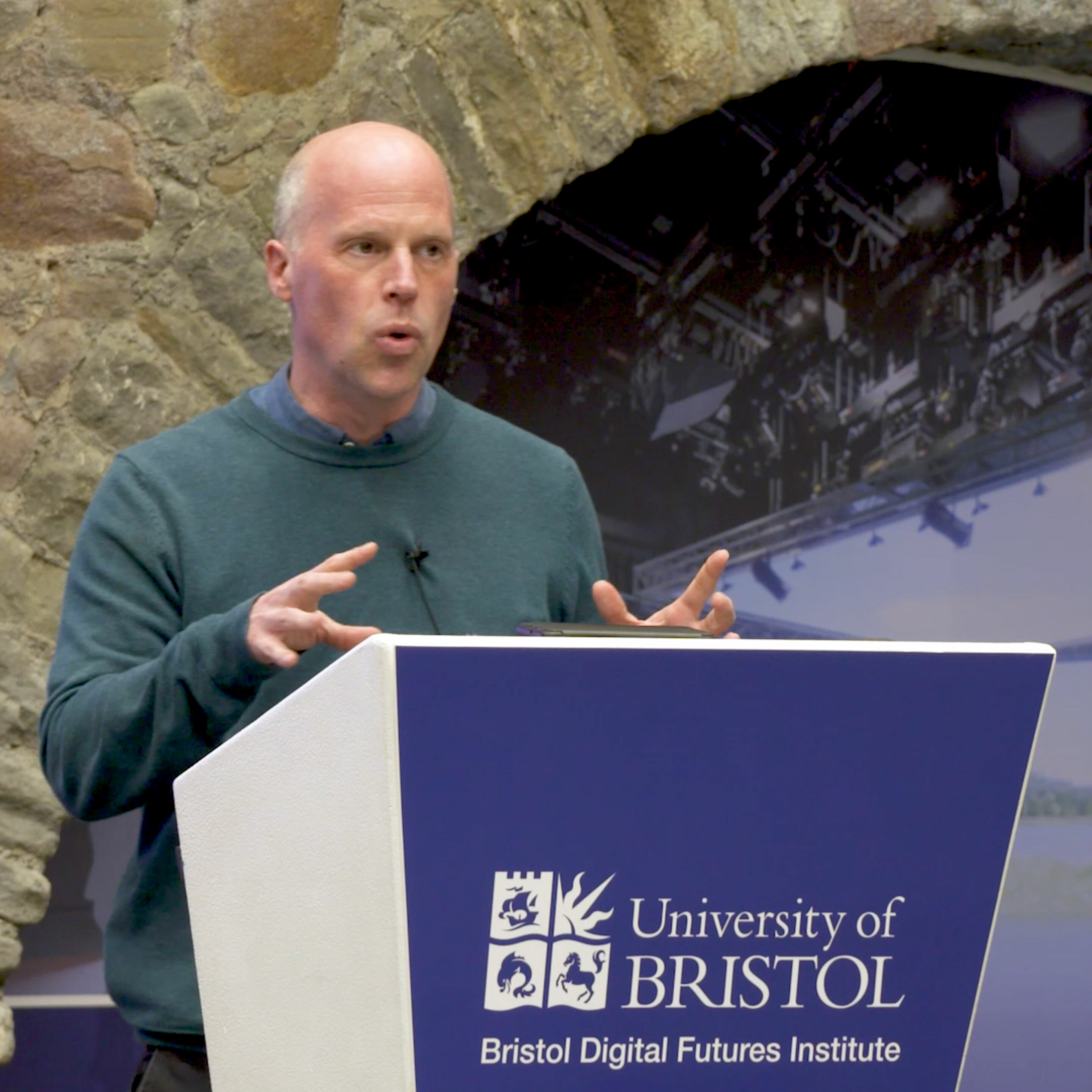 Professor Daniel Neyland, BDFI, giving a presentation. Beeston Media video production bristol science and technology video production higher education video production.