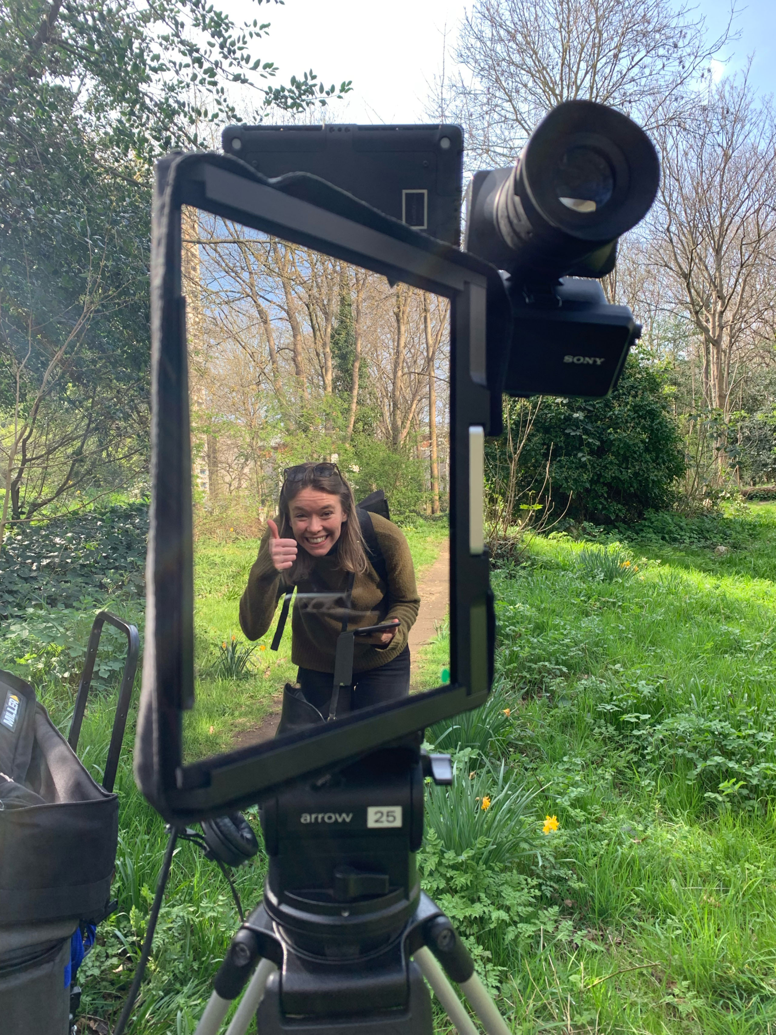 Beeston Media filming on location for Simon and Schuster with mirror lens rig. Beeston Media video production bristol science and technology video production higher education video production.