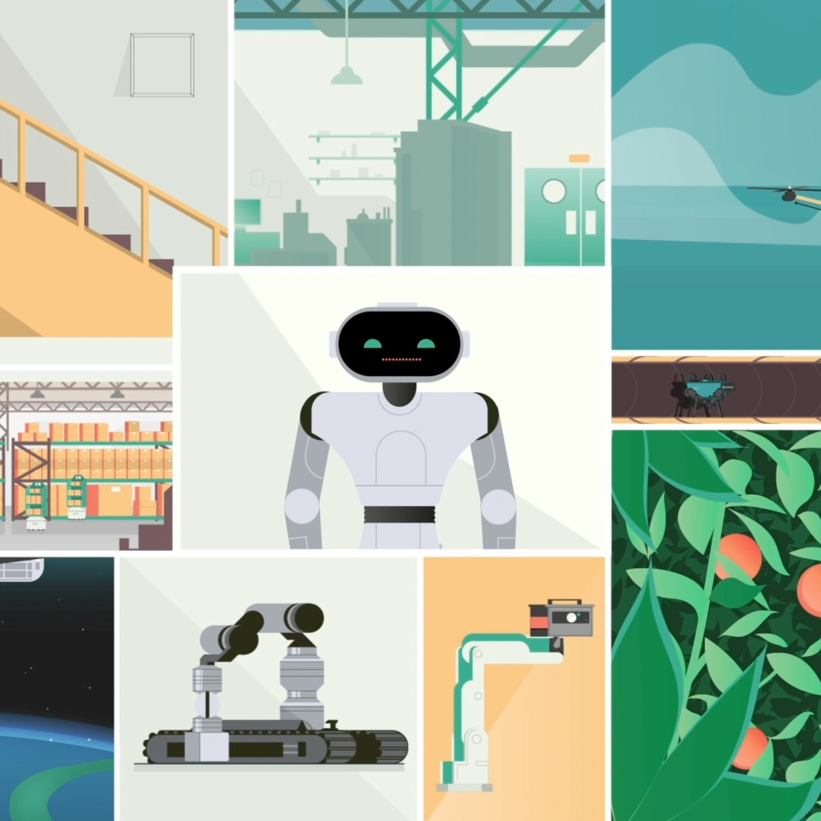 Montage image still from National Centre for Nuclear Robotics animation video. Beeston Media video production bristol science and technology video production higher education video production.