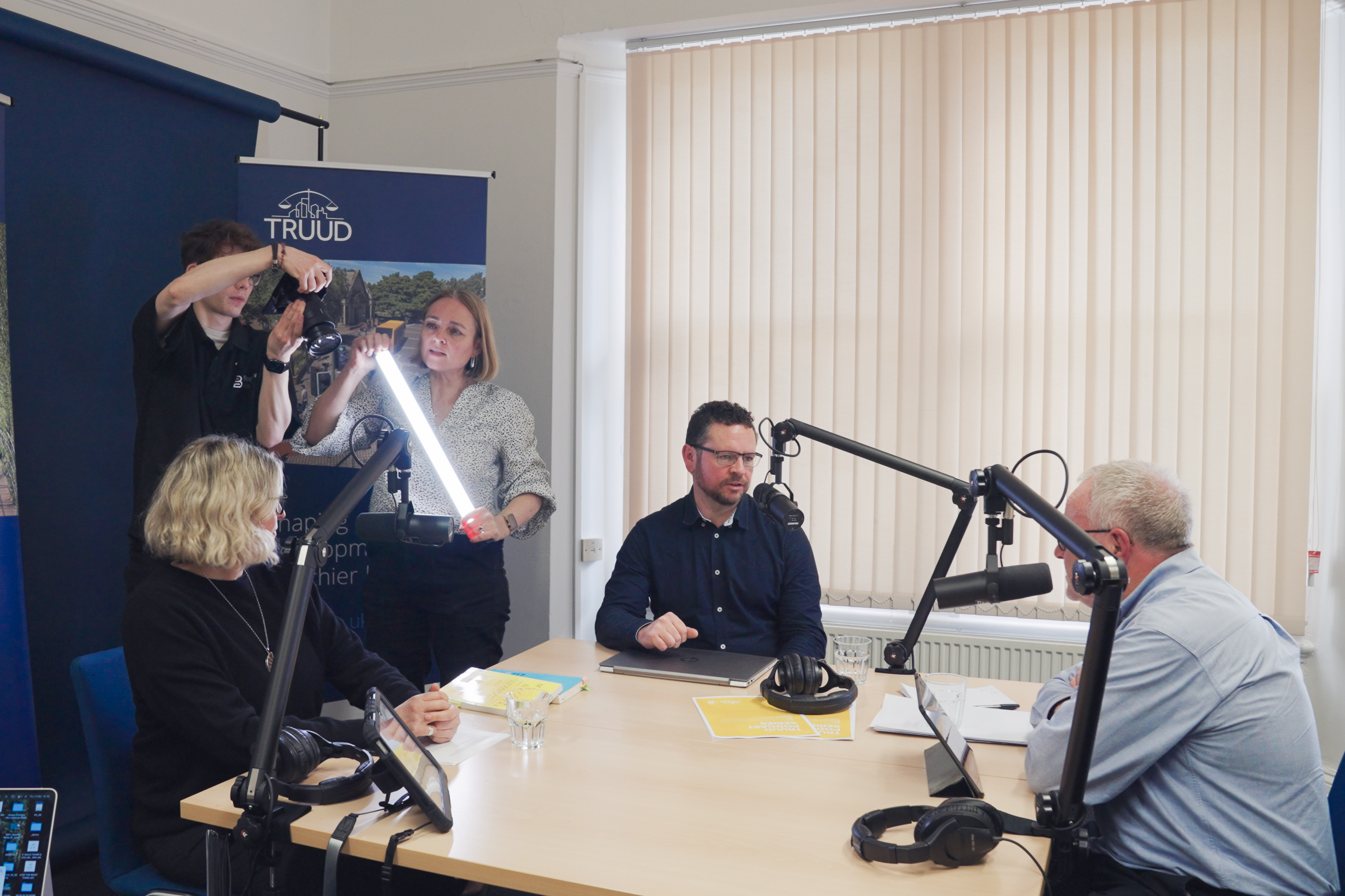 Beeston Media recording podcast for TRUUD project. Beeston Media video production bristol science and technology video production higher education video production.