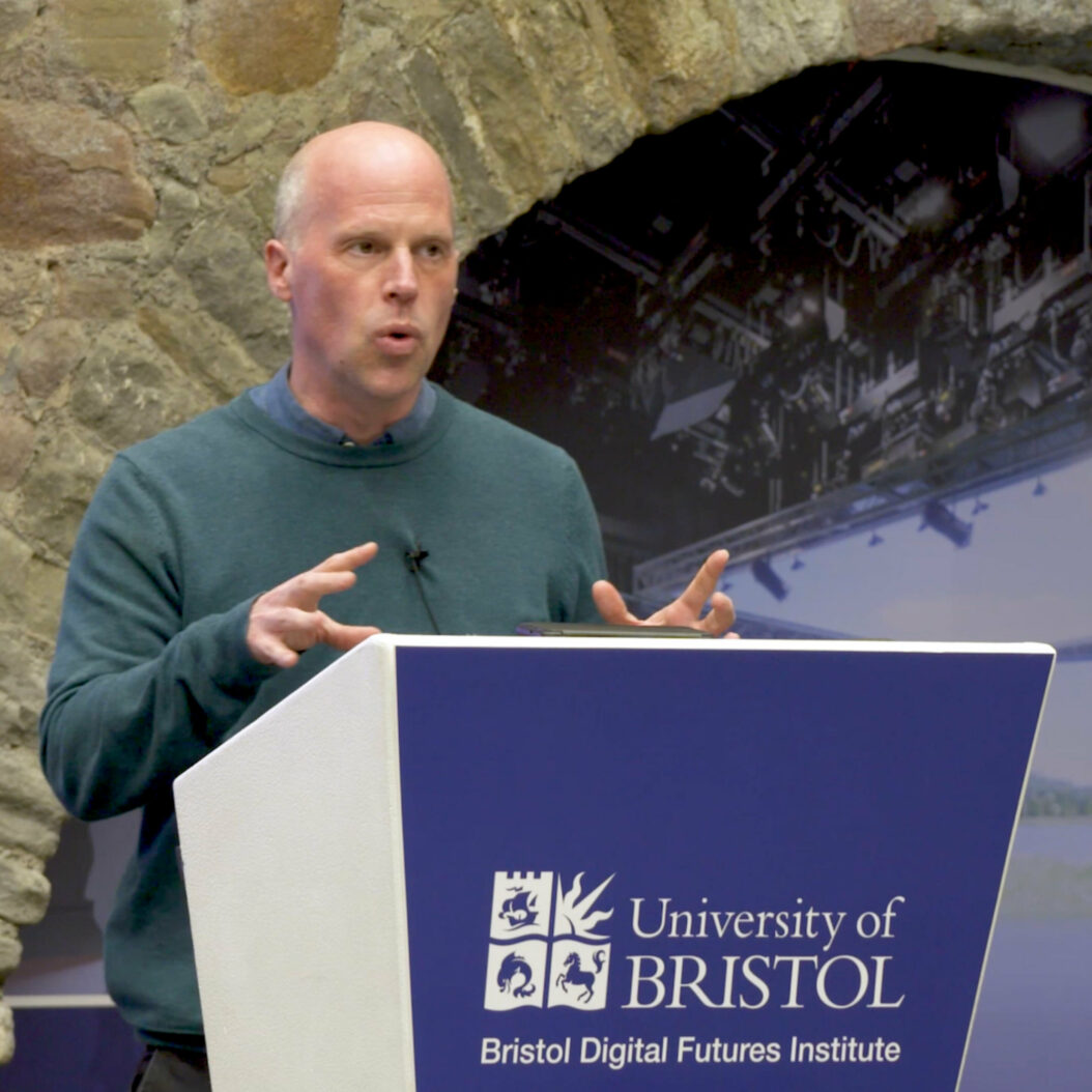Professor Daniel Neyland, BDFI, giving a presentation. Beeston Media video production bristol science and technology video production higher education video production.