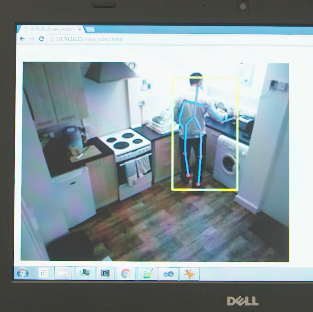 Shot of smart house surveillance camera from NIHR bid film. Beeston Media video production Bristol, science and technology video production, higher education video production.